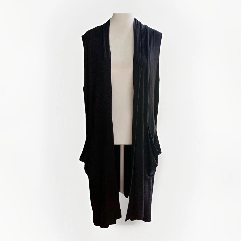 Eileen Fisher Black Draped Cardigan.with pockets